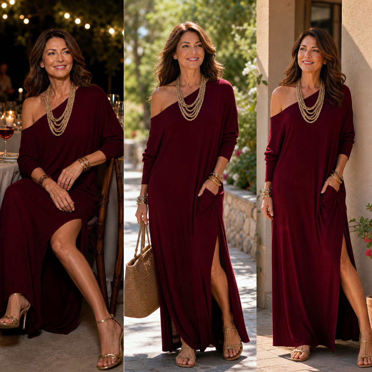 Concetta Osculati™ Off Shoulder Split Dress for Effortless Elegance