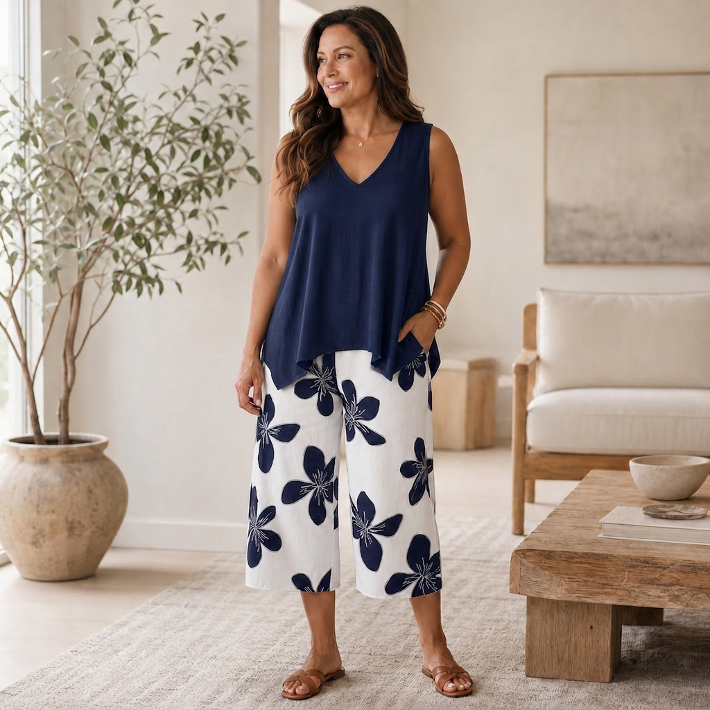 Cornelia Matera™ Coordinated Top & Capri Set for Polished Warm-Weather Looks