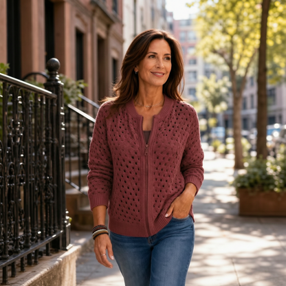 Cornelia Ottaviani™ Striped Zip Jacket for Effortless Everyday Wear