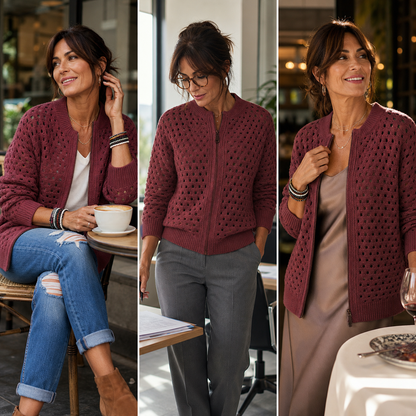 Cornelia Ottaviani™ Striped Zip Jacket for Effortless Everyday Wear