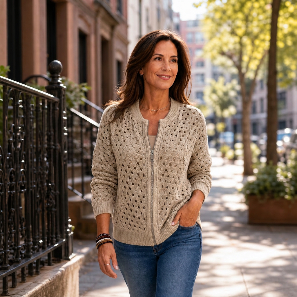 Cornelia Ottaviani™ Striped Zip Jacket for Effortless Everyday Wear