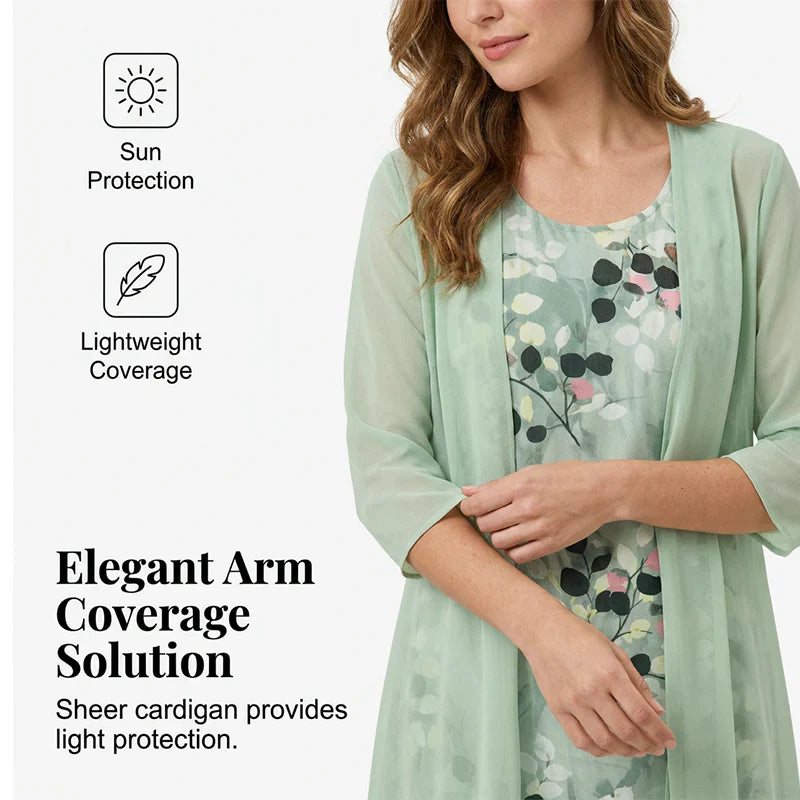 Cristina Mazzoleni™ Elegant Dress Set with Matching Cardigan