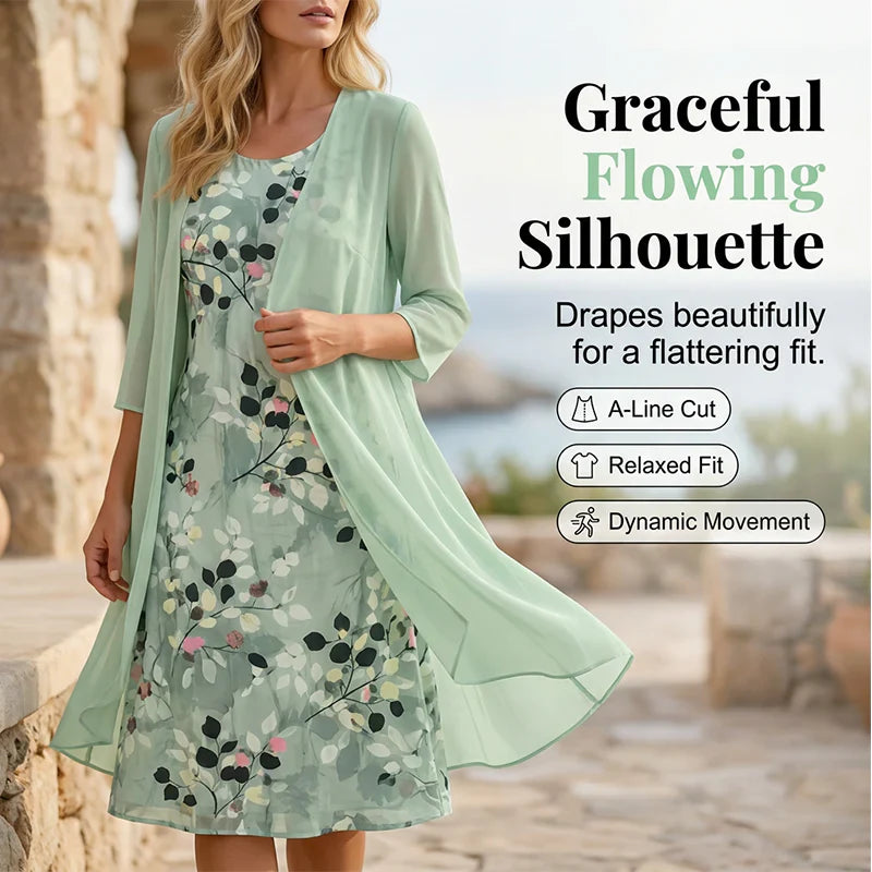 Cristina Mazzoleni™ Elegant Dress Set with Matching Cardigan