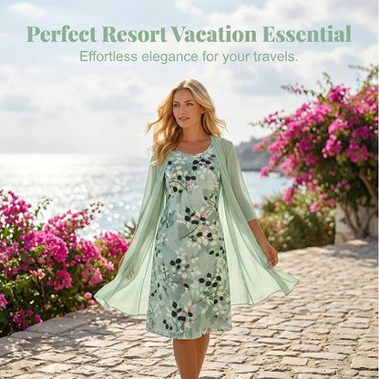 Cristina Mazzoleni™ Elegant Dress Set with Matching Cardigan