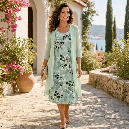 Cristina Mazzoleni™ Elegant Dress Set with Matching Cardigan