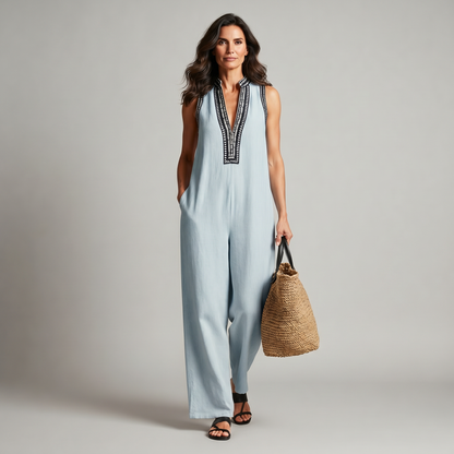 Cristina Valentini™ Elegant Wide Leg Sleeveless Jumpsuit