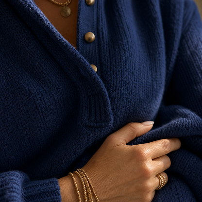 Danila Vallese™ Knitted Lapel Sweater for Effortless Style