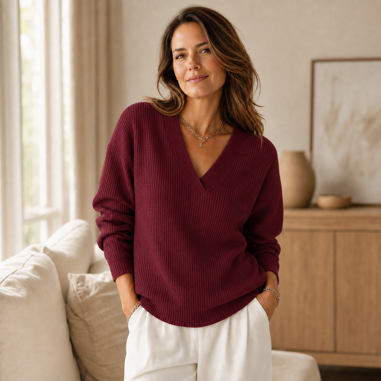 Debora Barletta™ Cozy Waffle Sweater for Effortless Style