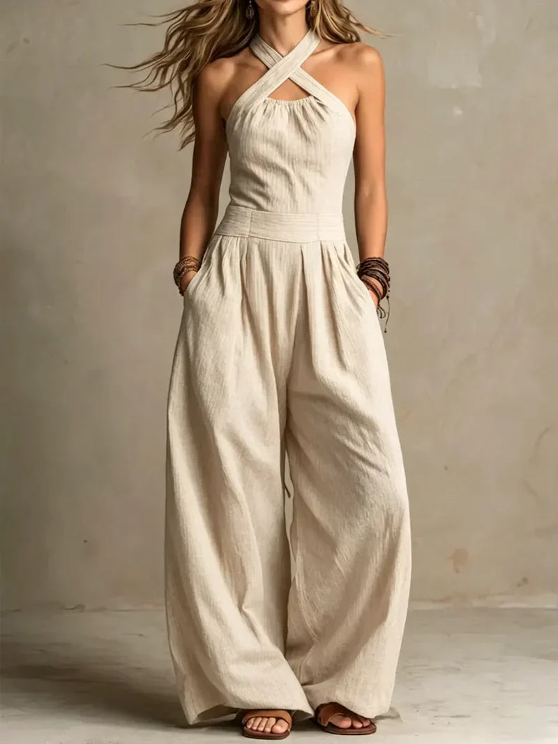 Debora Pisanu™ Elegant Wide Leg Jumpsuit in Breathable Fabric