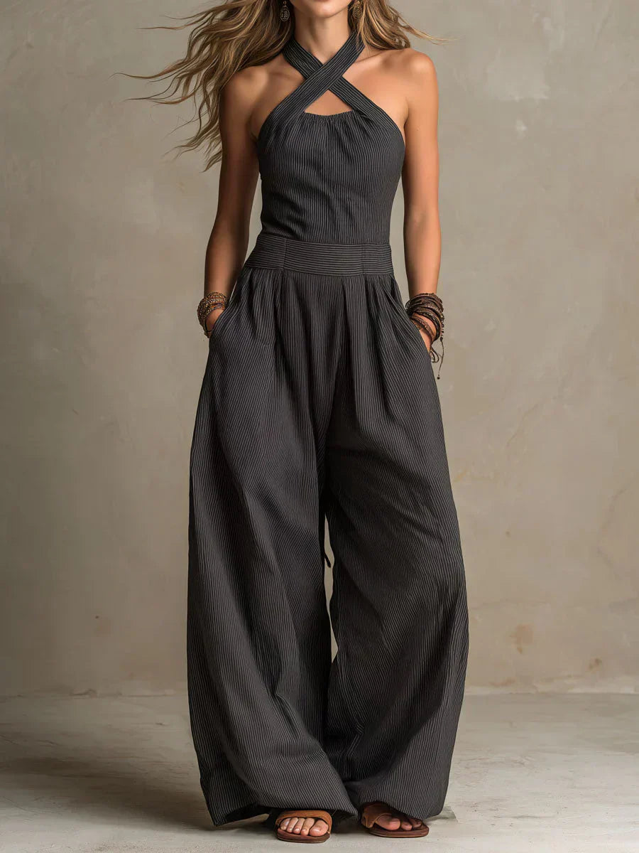 Debora Pisanu™ Elegant Wide Leg Jumpsuit in Breathable Fabric