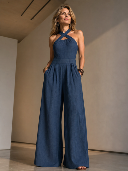 Debora Pisanu™ Elegant Wide Leg Jumpsuit in Breathable Fabric