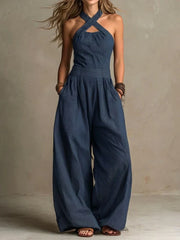 Debora Pisanu™ Elegant Wide Leg Jumpsuit in Breathable Fabric
