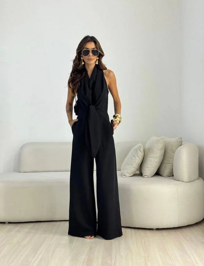 Debora Viaro™ Draped Wide Leg Jumpsuit for Effortless Elegance