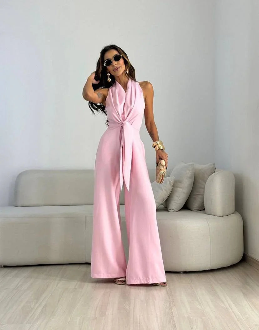 Debora Viaro™ Draped Wide Leg Jumpsuit for Effortless Elegance