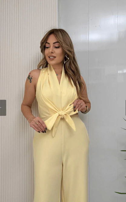 Debora Viaro™ Draped Wide Leg Jumpsuit for Effortless Elegance