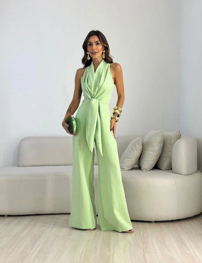 Debora Viaro™ Draped Wide Leg Jumpsuit for Effortless Elegance