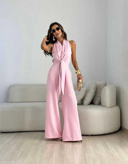 Debora Viaro™ Draped Wide Leg Jumpsuit for Effortless Elegance