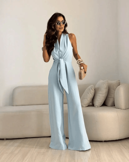 Debora Viaro™ Draped Wide Leg Jumpsuit for Effortless Elegance