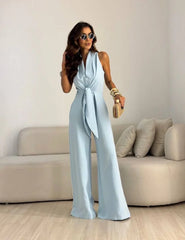Debora Viaro™ Draped Wide Leg Jumpsuit for Effortless Elegance