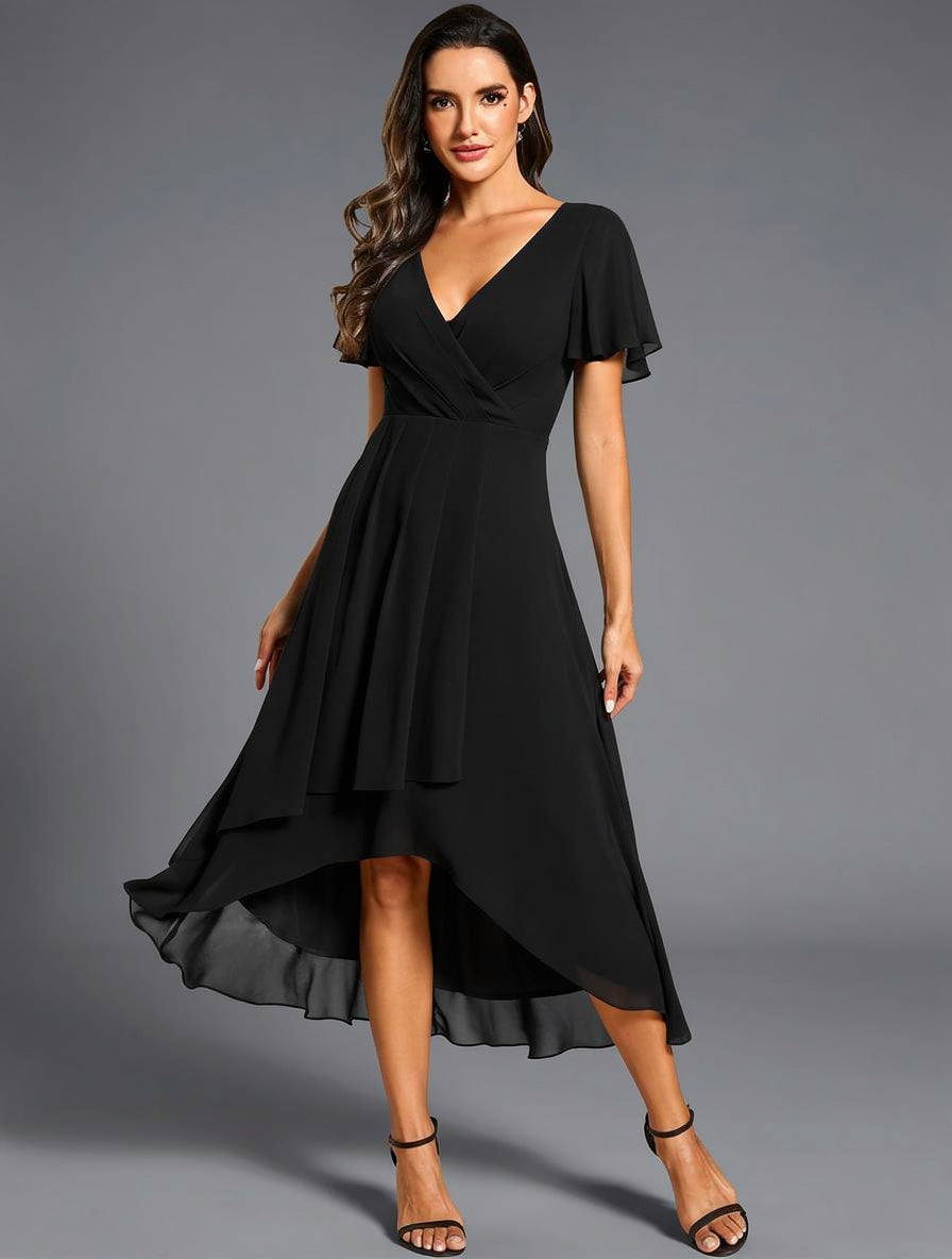 Delia Barletta™ Flowing Ruffled Asymmetrical Dress