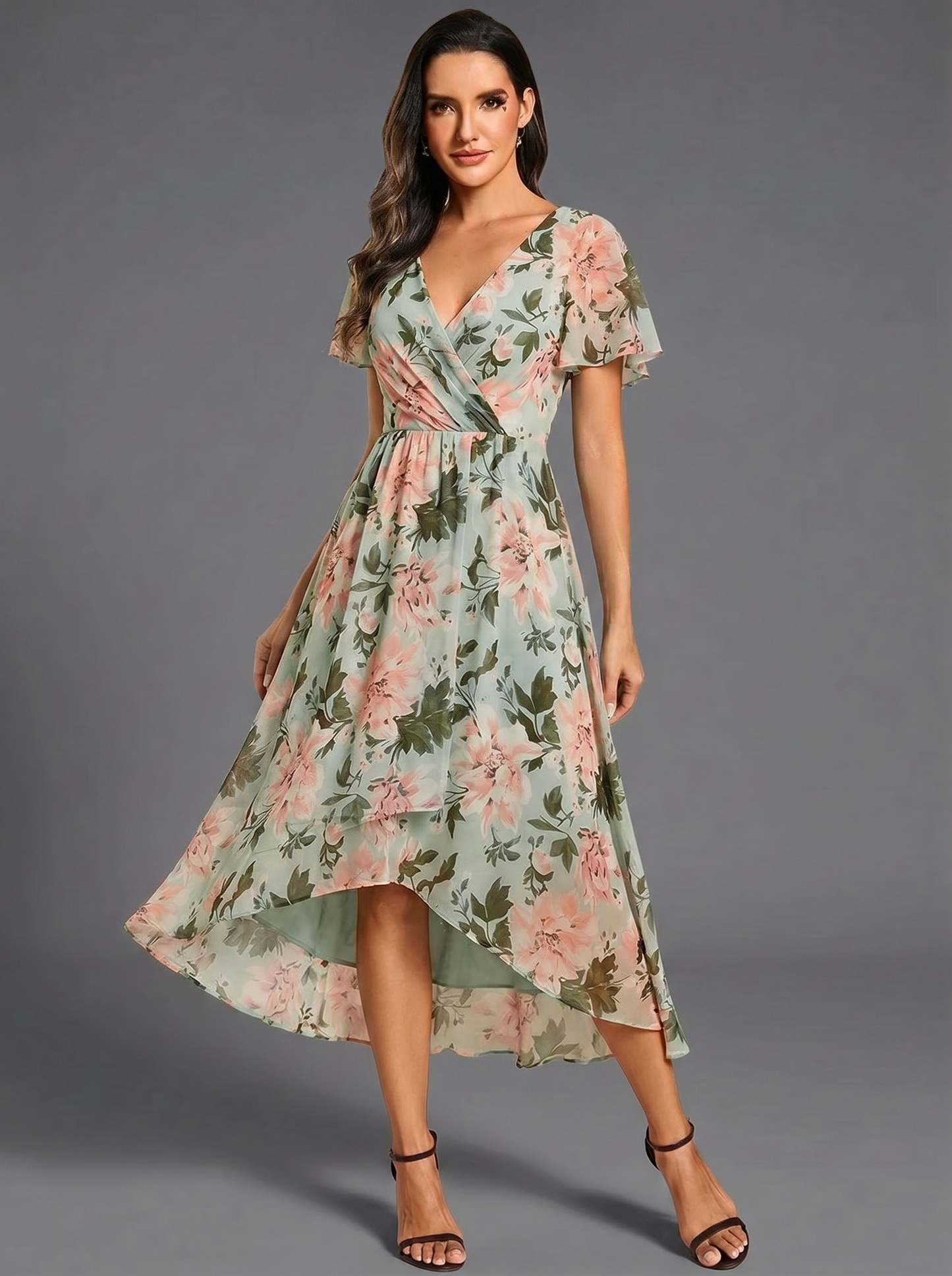 Delia Barletta™ Flowing Ruffled Asymmetrical Dress