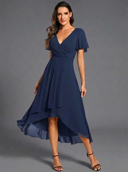 Delia Barletta™ Flowing Ruffled Asymmetrical Dress