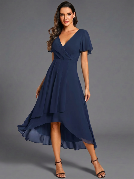 Delia Barletta™ Flowing Ruffled Asymmetrical Dress