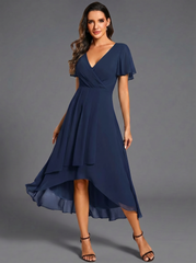 Delia Barletta™ Flowing Ruffled Asymmetrical Dress