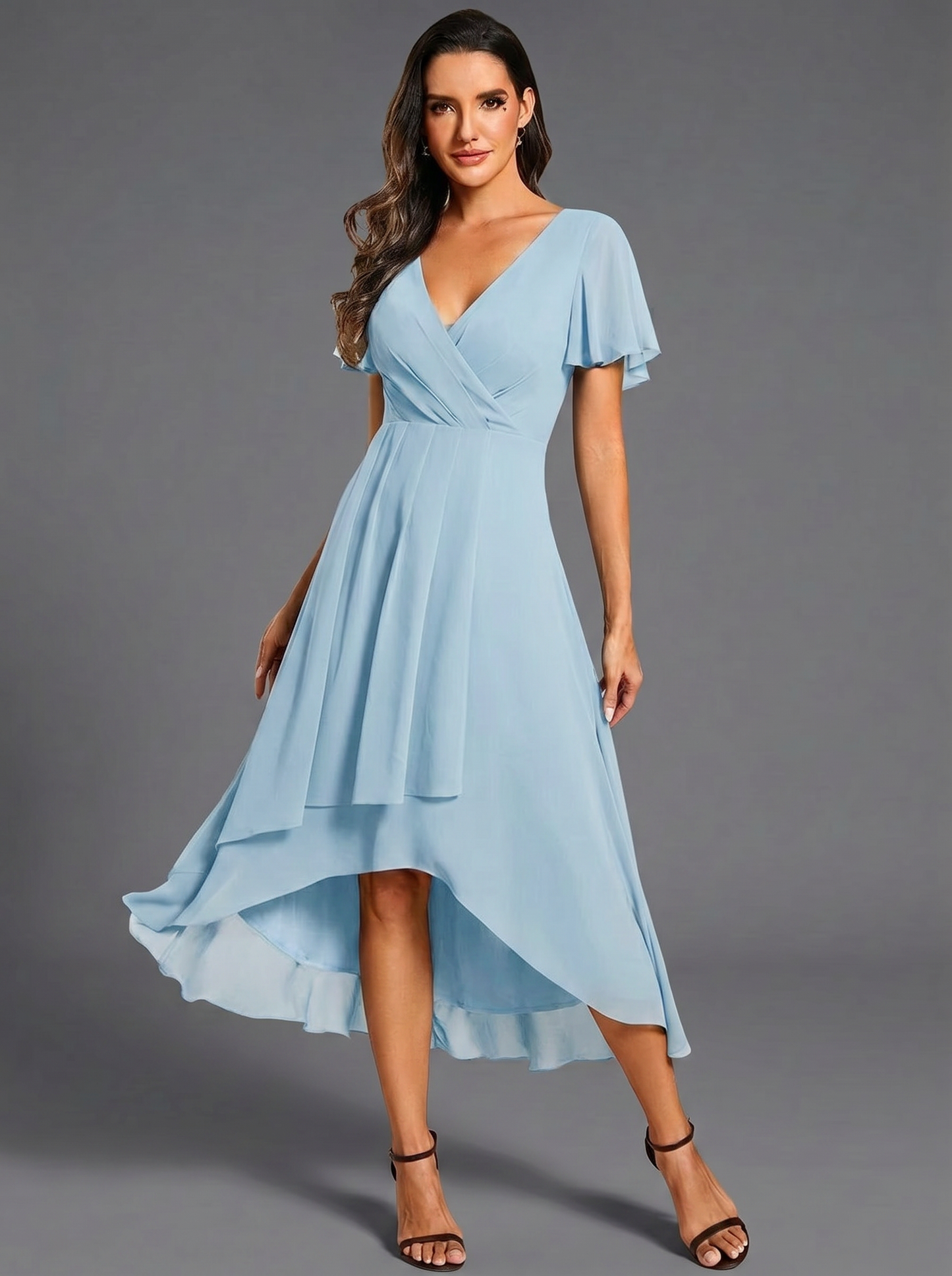 Delia Barletta™ Flowing Ruffled Asymmetrical Dress