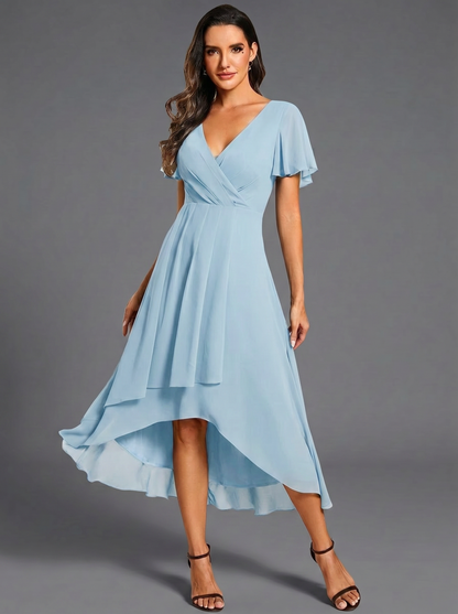 Delia Barletta™ Flowing Ruffled Asymmetrical Dress