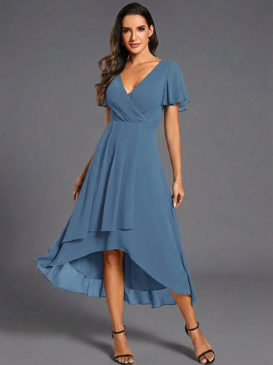 Delia Barletta™ Flowing Ruffled Asymmetrical Dress