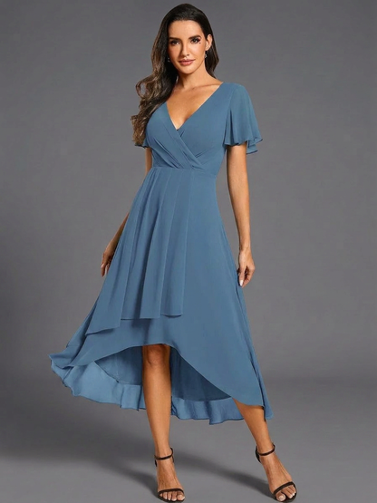Delia Barletta™ Flowing Ruffled Asymmetrical Dress