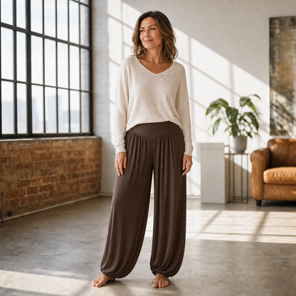 Delia Borsani™ High Waist Wide Leg Pants for Flattering Comfort