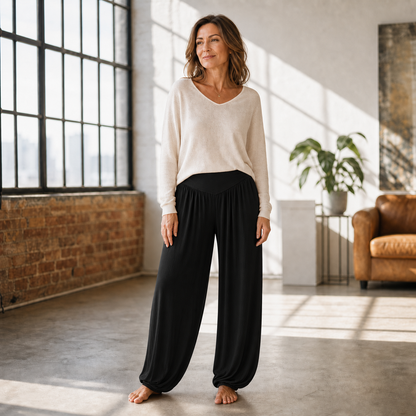 Delia Borsani™ High Waist Wide Leg Pants for Flattering Comfort