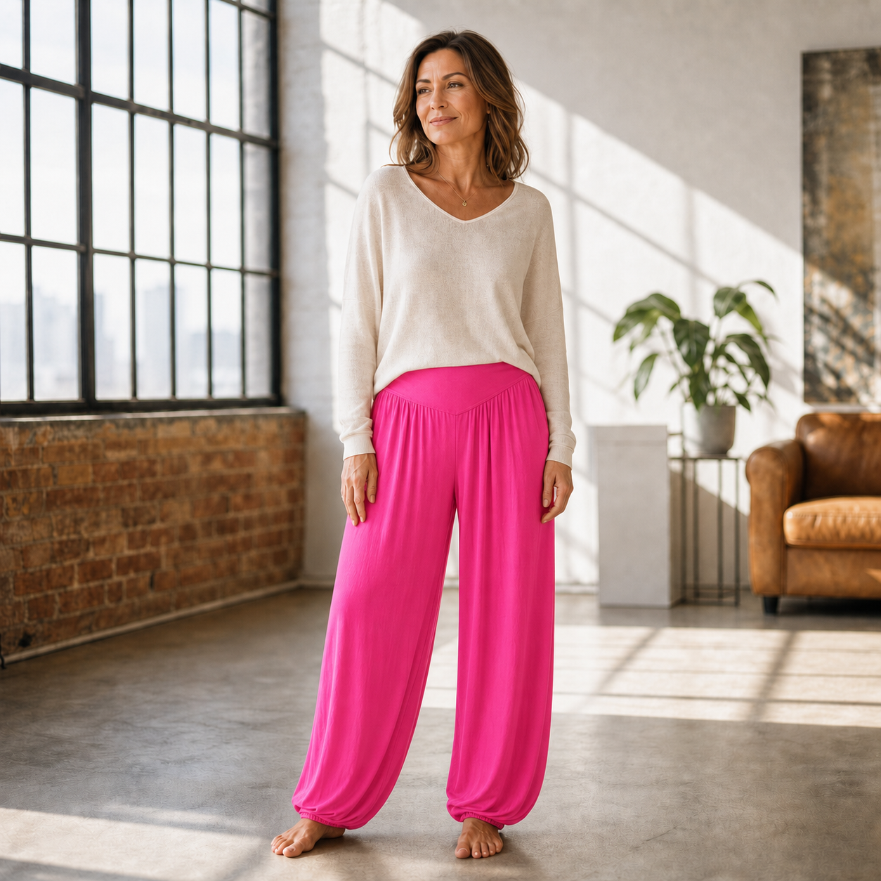 Delia Borsani™ High Waist Wide Leg Pants for Flattering Comfort