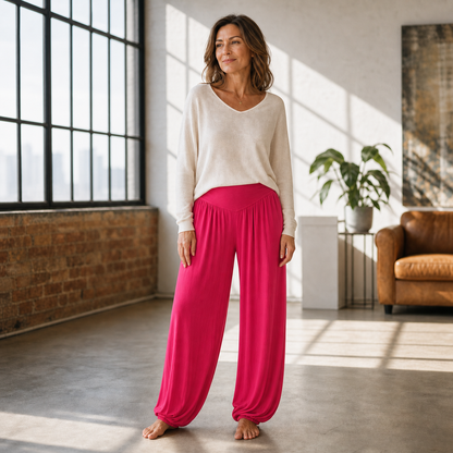 Delia Borsani™ High Waist Wide Leg Pants for Flattering Comfort