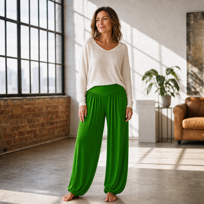 Delia Borsani™ High Waist Wide Leg Pants for Flattering Comfort