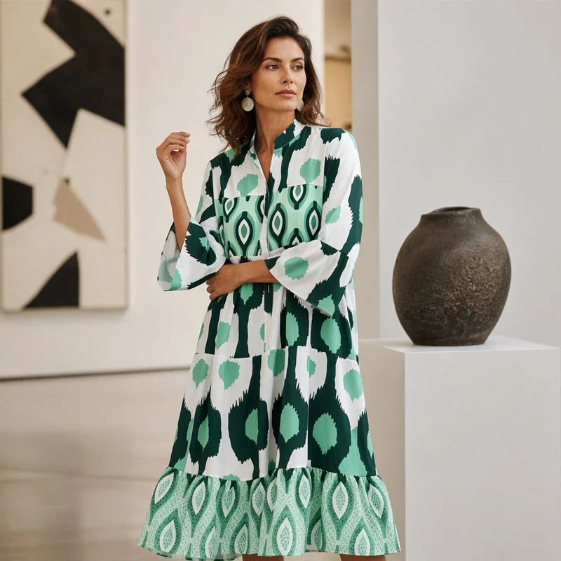 Delia Boselli™ Loose Printed T-Shirt Dress for Everyday Comfort