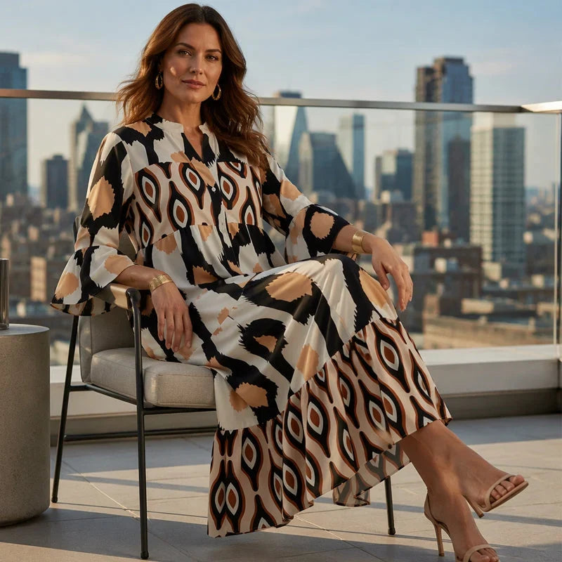 Delia Boselli™ Loose Printed T-Shirt Dress for Everyday Comfort