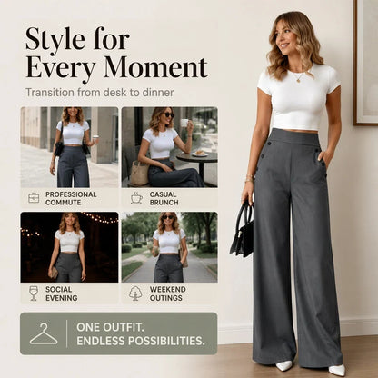 Delia Bottini™ Elegant High Waist Wide Leg Trousers