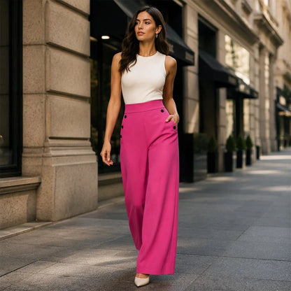 Delia Bottini™ Elegant High Waist Wide Leg Trousers