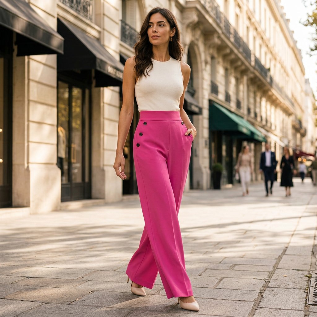 Delia Bottini™ Elegant High Waist Wide Leg Trousers
