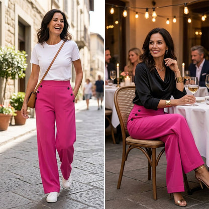 Delia Bottini™ Elegant High Waist Wide Leg Trousers