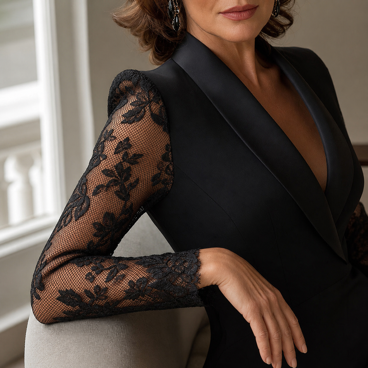 Delia Brambati™ Lace Sleeve Midi Dress for Special Events