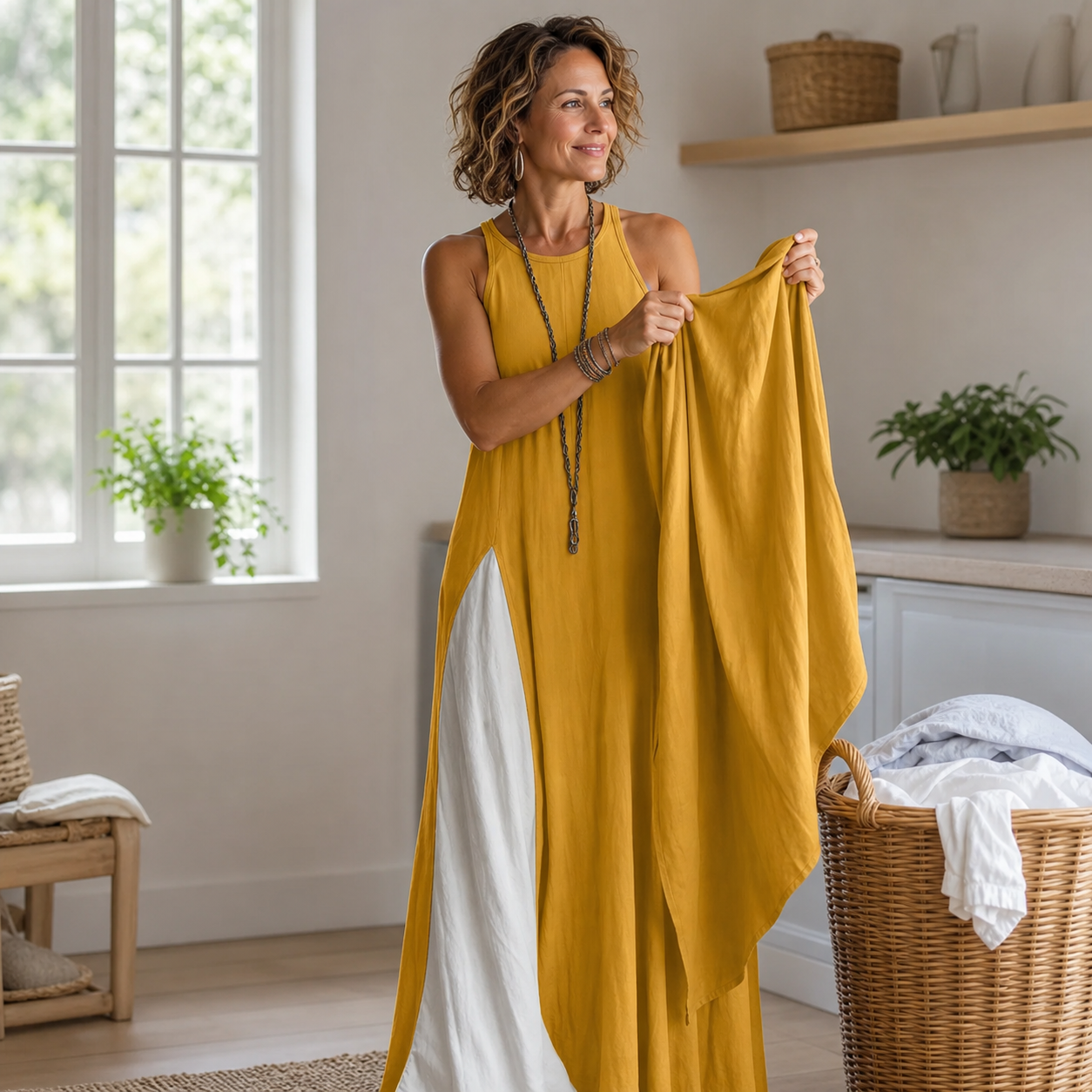 Delia Brentani™ Elegant Color Block Maxi Dress for All-Day Comfort