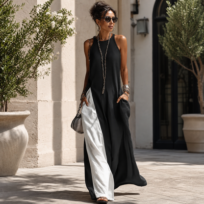 Delia Brentani™ Elegant Color Block Maxi Dress for All-Day Comfort