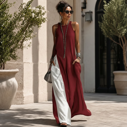 Delia Brentani™ Elegant Color Block Maxi Dress for All-Day Comfort