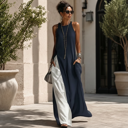 Delia Brentani™ Elegant Color Block Maxi Dress for All-Day Comfort