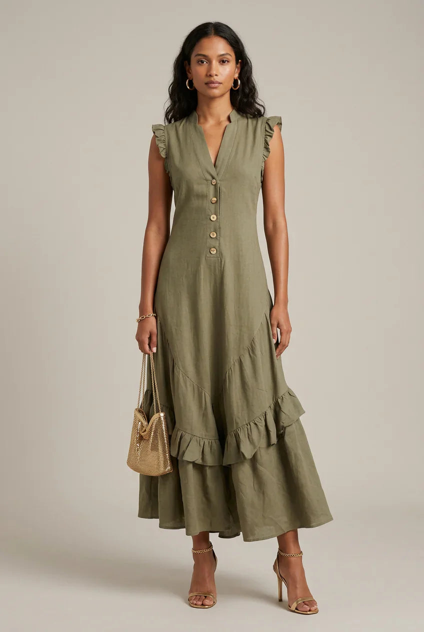 Delia Raffi™ Flowy Ruffle Maxi Dress for Warm Days