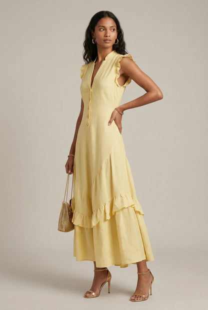 Delia Raffi™ Flowy Ruffle Maxi Dress for Warm Days